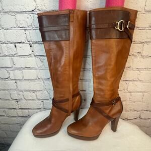 Cole Haan Nike Air Poppy Bit Heeled Boot Sequoia/Chestnut size 7B 3.5" heel FALL